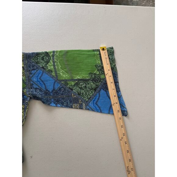 Chico's Womens Size 1 Medium Colorful Festive Jewels Bell Sleeve Aztec Tunic Top - Picture 7 of 9